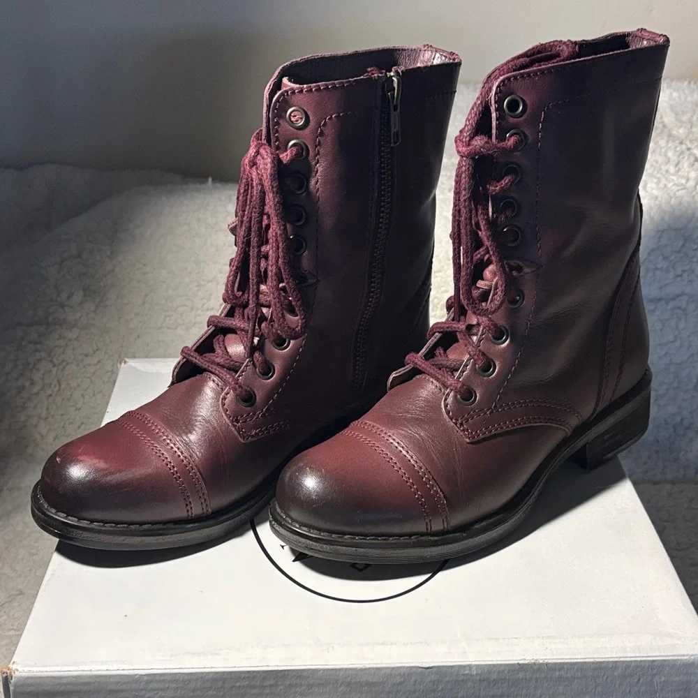 Steve Madden Burgundy Combat Boots - Picture 3 of 5